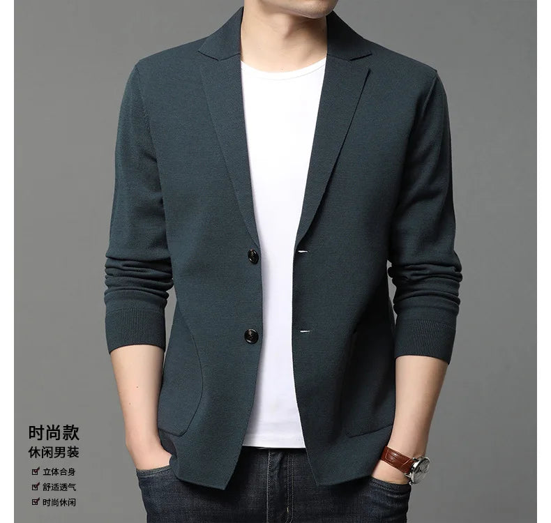 New Autumn Style Cardigan Men's Coat, Korean Version, Knitted Suit, Pure Color Sweater, Personalized for Young People's Coat
