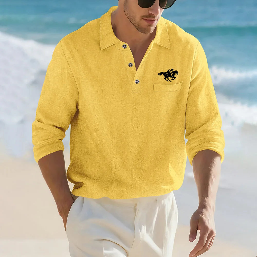 Como Linen Long Sleeve Polo