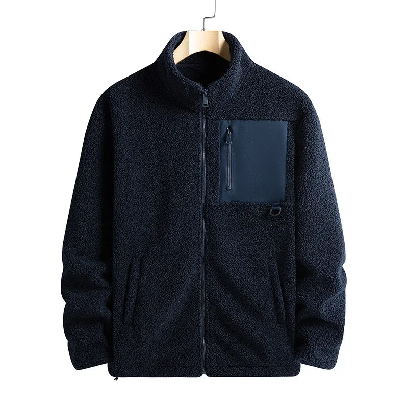 Cashmere Autumn Winter Men's Fleece Jackets Women's Solid Color Coats New Zipper Work Outwear Cold Weather Thermal Jacket