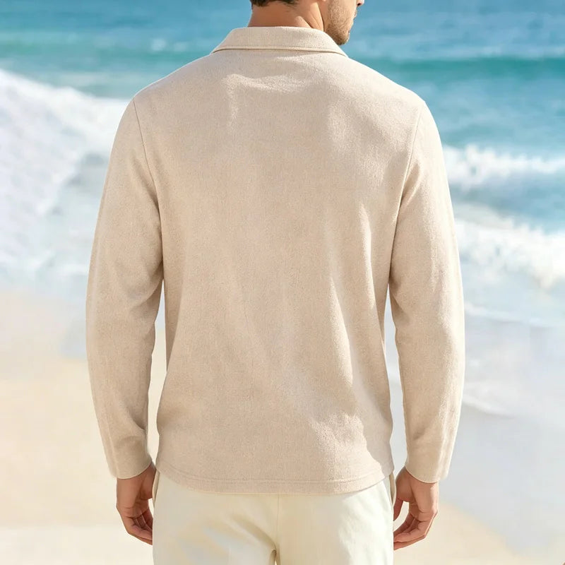 Men's Casual Soft Lightweight Linen Cotton Lapel Shirt Spring Autumn Loose Solid Color Fashion Decorative Flap Top