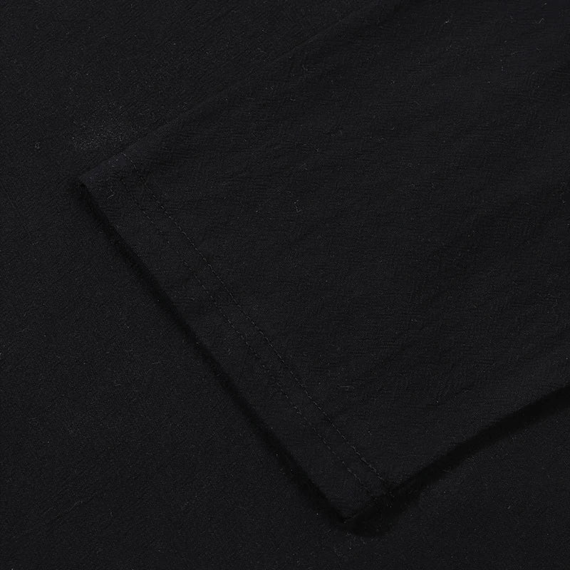 Men's Casual Soft Lightweight Linen Cotton Lapel Shirt Spring Autumn Loose Solid Color Fashion Decorative Flap Top