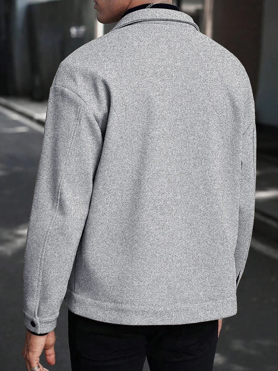Autumn Winter Men Lapel Woolen Jacket Casual Business Style Loose Warm Thick Outerwear Daily Commute Fashion Sport Coat For Men