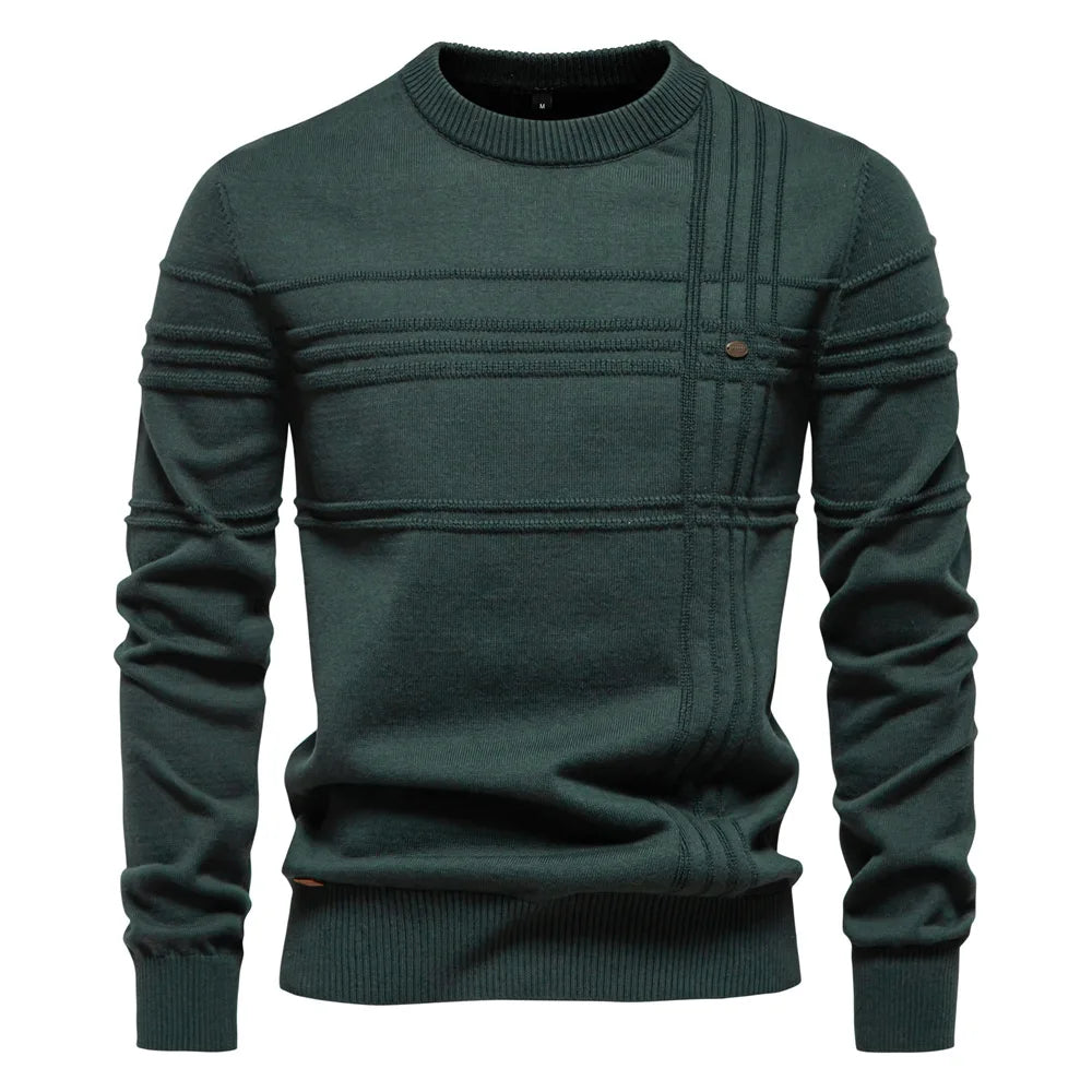 2025 Autumn Winter New Fashion Men's Solid Color O-neck Long Sleeve Casual Trendy Knitted Sweaters Male Clothes Pullover Tops