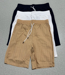Lazy Street Style Vertical Stripe Slimming Shirt Shorts Two-piece Set No Need To Pair With Autumn Men's Thin Knit Sports Suit