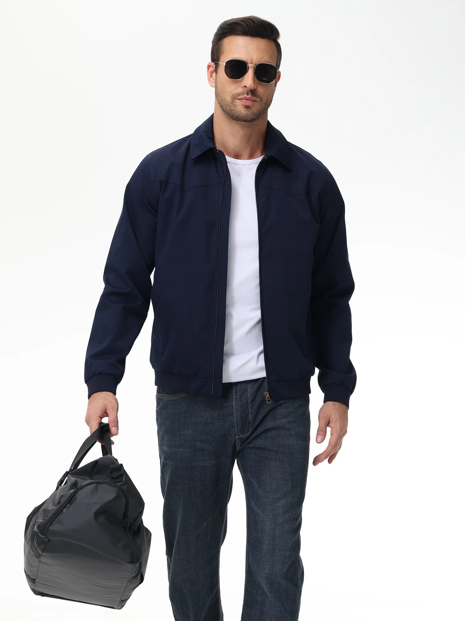 Mens Business Casual Jacket, Windbreaker Waterproof Fashion Coat, Cargo Jacket for Daily Outdoor Travel Autumn Winter