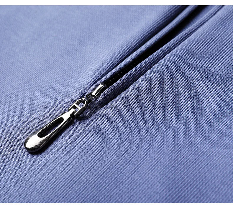 2023 Spring and Autumn Men's Pullover Stand Neck Zipper Solid Long Sleeve T-shirt High Neck POLO Bottom Fashion Casual Tops