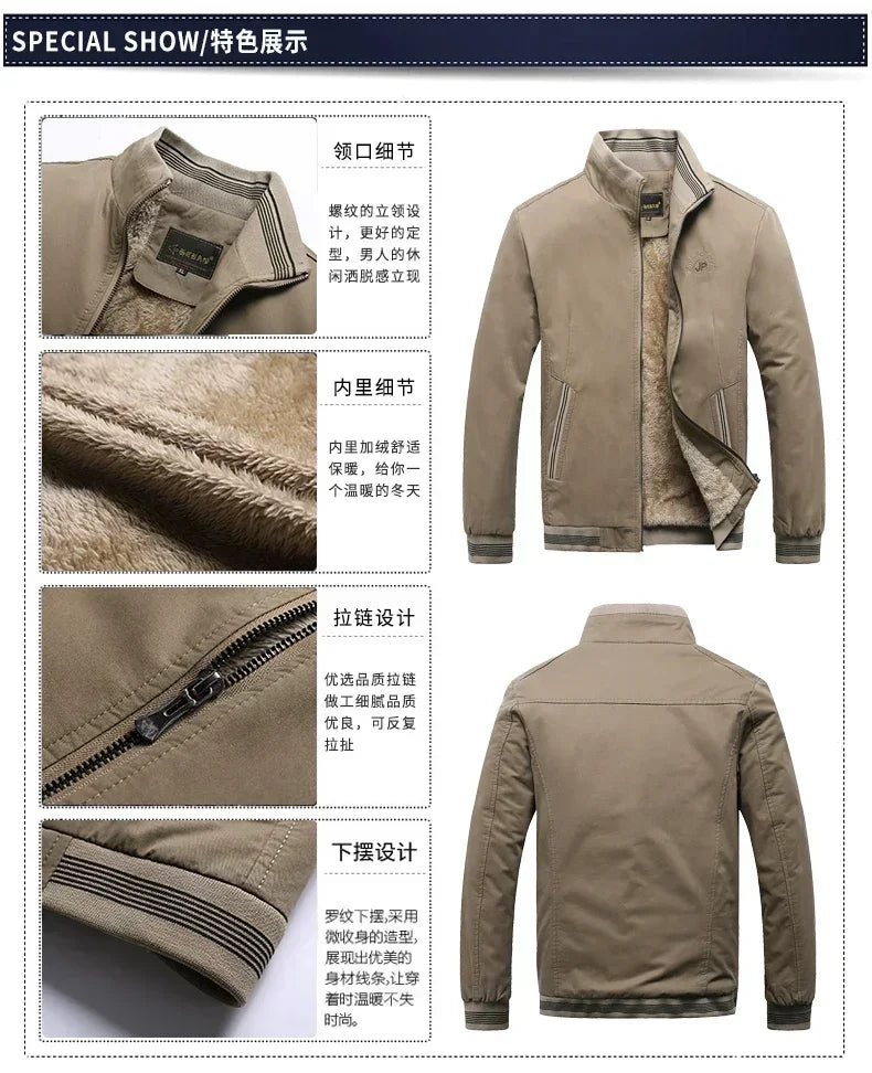 Fleece Baseball Jacket Thickened Jackets Warm Solid Color Zipper Top Men's Fashion Aviator Jacket Autumn And Winter New Coats