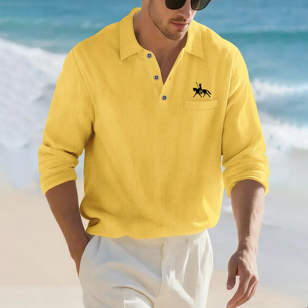 Como Linen Long Sleeve Polo