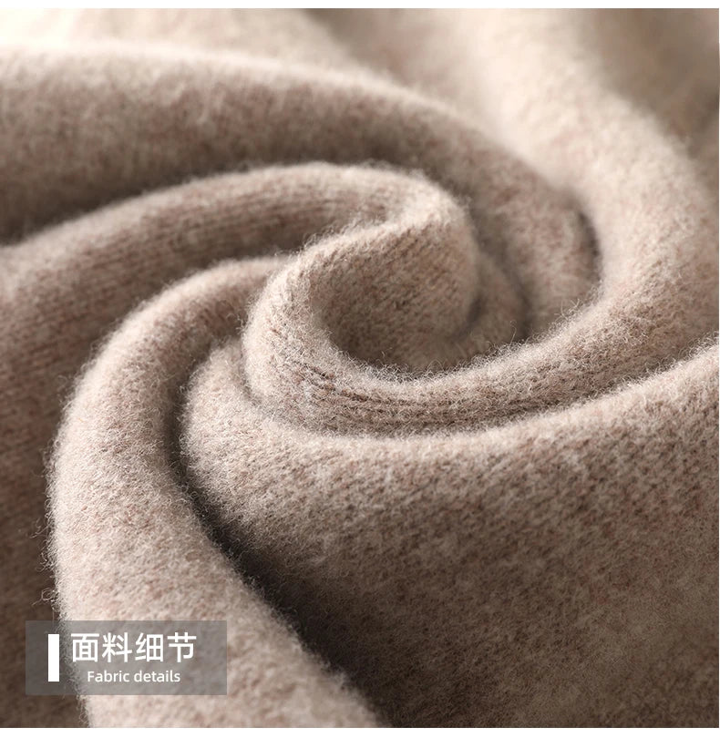 Autumn/Winter New Men's 100% Pure Wool Sweater Business Casual Half Zip Lapel Pullover Thickened Warm Knitted Long Sleeve Jumper