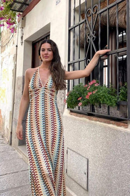 The Elara Crochet Halter Maxi Dress