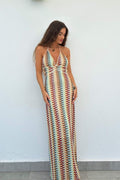 The Elara Crochet Halter Maxi Dress